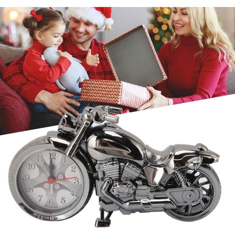 Réveil Motocycliste Vintage en Modèle Simulation - 168B Gold - Plastique 21.5cm - Idée Cadeau Pratique Enfant Bureau Décoration (1/5)