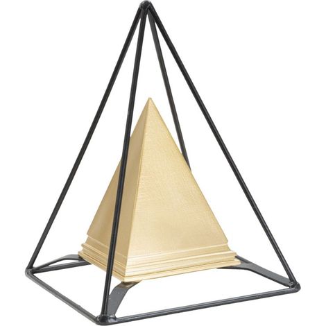Piramide Oro con Ferro 15x15x21 cm in Poliresina e Ferro