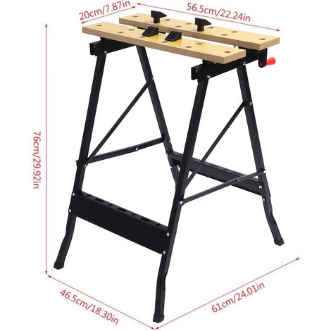 Établi de Travail Pliable Multifunctionnel avec Vices Adjustable en Bois - Table d'Atelier Portative et Sturdy pour Clamping, Peinture, Cutting (1/4)