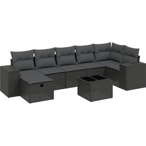 Set Divani da Giardino con Cuscini 8 pz Nero in Polyrattan vidaXL (1/4)