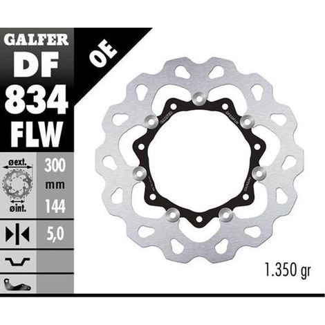 DISCO DE FRENO DELANTERO GALFER HARLEY-DAVIDSON (300X144X5) FLOTANTE (VER DESCRIPCIÓN)