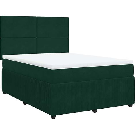 Maison Exclusive - Giroletto a Molle con Materasso Verde Scuro 140x190 cm Velluto (1/5)