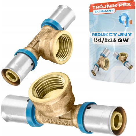 Conector en T PEX 16x1/2x16 gw prensado reductor (1/5)