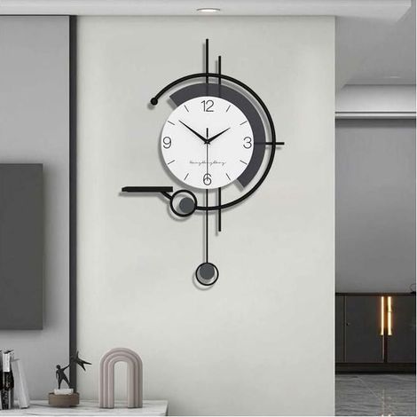 Horloge murale au design épuré et original, silencieuse, avec tablette, idéale pour le salon, la chambre à coucher, le bureau, etc. (1/5)
