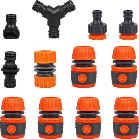 Kit Raccord Tuyau D'arrosage, Raccord Tuyau D'arrosage 1/2, Double Connecteur de Tuyaux, 2en1 Robinet Filetage Séparateur Tuyau en y pour Pistolet Arrosage, Robinets Domestiques et Conduites D'eau (1/5)