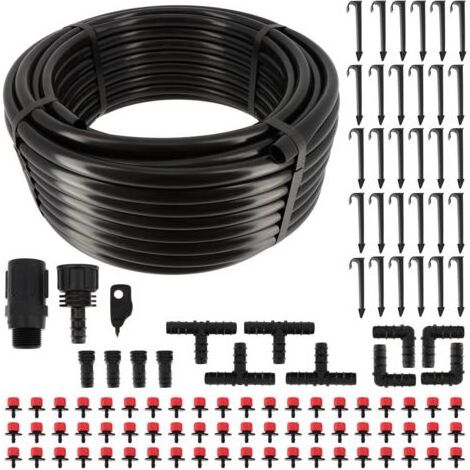 Kit d'arrosage goutte à goutte - Tuyau 30m dia16mm - 60 goûteurs à débit eau réglable - Système irrigation Serre Plante Potager (1/5)