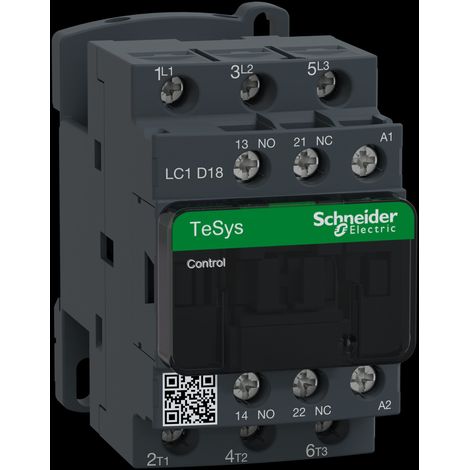 Contactor de potencia TeSys D AC3 18A 3P 1NA 1NC bobina 230VAC (1/4)