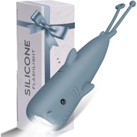 Rechargeable Lampe De Poche Enfant Requin Silicone Lampe Torche Enfant Camping Cadeau Garçon Shark Flashlight (1/4)