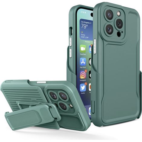 Étui de protection avec clip ceinture pour iPhone 14 Pro Max, vert (1/5)