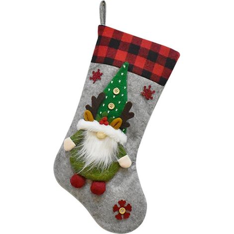 Chaussette De Noël - Décoration Murale En Polyester - Pour Arbre À Jouets, Cheminée Ou Porte - 1 Pièce (1/5)