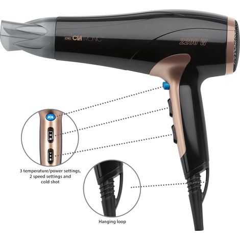 Clatronic HT 3661 secador de pelo negro cobre 2200W (1/5)