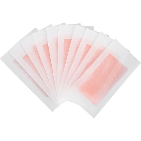10 bandes de cire dépilatoire (rose) pour jambes, corps et visage – épilation douce, lot de 10 feuilles (1/5)