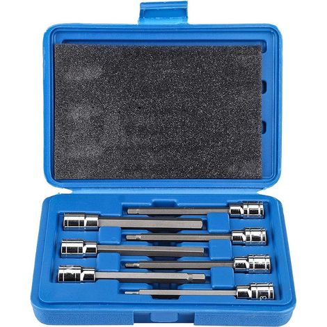 Hex Bit Set, Chrome Vanadium Steel Hex Socket 3/4/5/6/7/8/10mm (1/5)