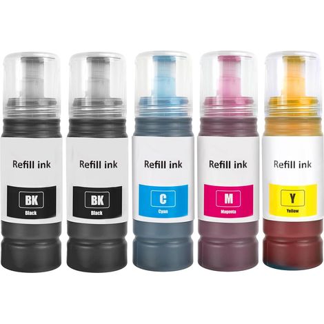 104 Encre Compatible avec epson 104 Les Cartouches E104 Encre pour ET-1810 ET-2810 ET-2820 ET-2870 ET-2814 ET-2815 ET-2825 ET-2826 ET-2830 ET-2840 ET-2862 ET-2870 ET-2876 ET-4800 ET-4810 (5 Pack) (1/5)
