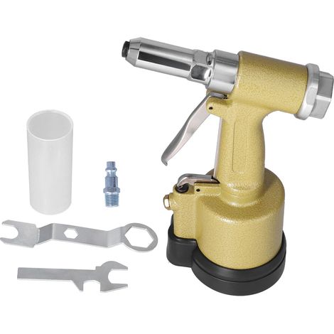 Pneumatic Riveter Short Cylinder Air Rivet Gun Hydraulic Riveting Tool Set Kit KP‑701US Plug