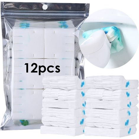 12 Recharges pour Brosse WC Jetable, Têtes de Rechange Solubles dans l’Eau, Lingettes de Nettoyage WC avec Agent Nettoyant, Recharge Toilette sans Manche ni Support, 15,5 x 10,5 cm (1/5)
