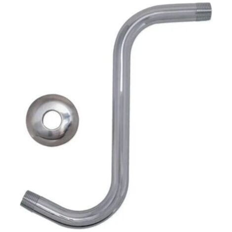 Tuyau de douche encastré NPT en acier inoxydable, douche dissimulée en forme de S, bras de douche et bride en laiton chromé en forme de S de 8\
