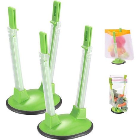 Support Sac Congélation - Réglable 18-27 cm - Pour Sacs Alimentaires - Cuisine - Lot de 2 (1/5)
