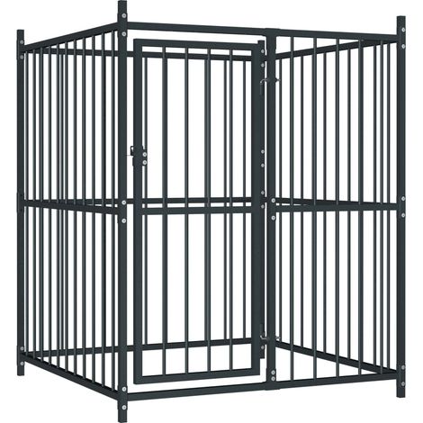 Vidaxl – Chenil extérieur pour chien 120x120x150 cm – Construction en acier robuste – Système de verrouillage sécurisé – Grand espace d'exercice