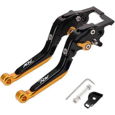 Applicable aux modèles HONDA Honda ADV150/160 : levier de frein modifié au guidon, klaxon réglable avec frein à main (noir et or). (1/5)