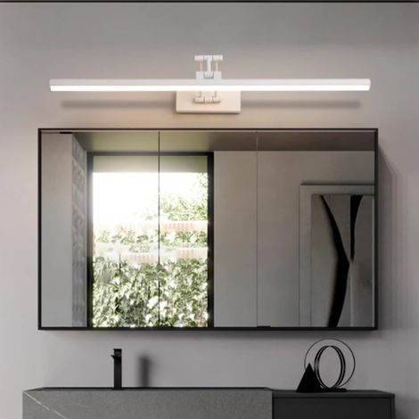 Aplique LED de pared para baño, con rotación de 180°, 3 colores ajustables, apto para tocadores y armarios (blanco, 40 cm, 7 W). (1/5)