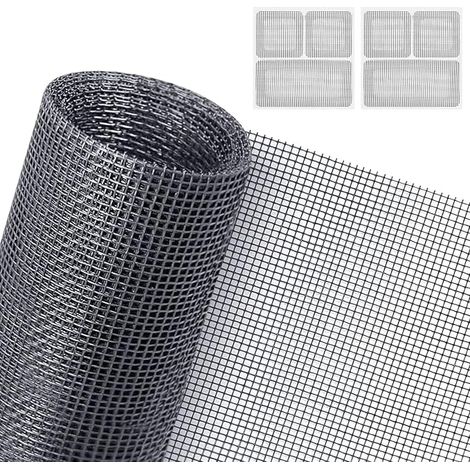 AXFEE Moustiquaire Fenêtre, 200x250cm Filet Anti Moustique Fenetre, DIY Rouleau Moustiquaire Fenetre Ajustable avec 2 réparations de moustiquaire, moustiquaire recoupable,pour Fenêtres et Portes(Gris) (1/5)