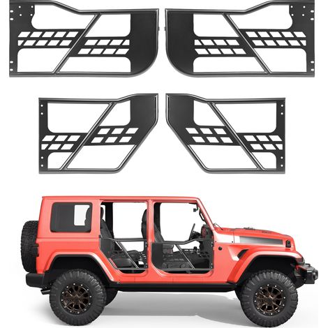 VEVOR Demi-Portes Tubulaires pour Jeep Compatible avec Jeep Wrangler JK JKU Unlimited 2007-2018, Kit de 4 Portes, Portieres en Acier Allie pour Tout-Terrain, Patins en Caoutchouc, Loquet deOrigine (1/5)