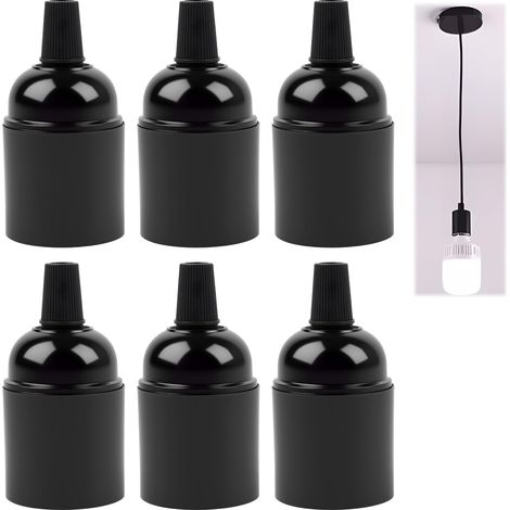 6 Pièces E27 Douille Vintage Noir, en Bakélite Rétro, Douille E27 a Visser, Douille Lampe, Support pour Ampoules LED et Incandescentes, pour Lumières Suspendues, Lampes de Table, DIY (1/5)