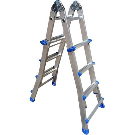 copy of Échelle métallique multipositions en aluminium Litan 7+7 marches. Hauteur de travail maximale : 4,49 m. (1/5)