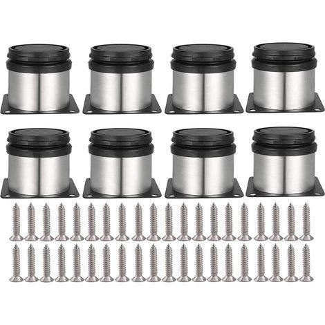 8 pièces Pieds de Meubles Réglables Vis Inclus Ronds Métal Acier Inoxydable Cabinet Jambe Table Pieds Pied d'armoire Hauteur ajustable Pour Canapé, Table, Armoires, éTagèRes 50 mm- (1/5)
