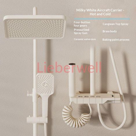 Ensemble de douche thermostatique en cuivre gris mat avec pommeau cascade anti-fuite pour salle de bain domestique (1/5)