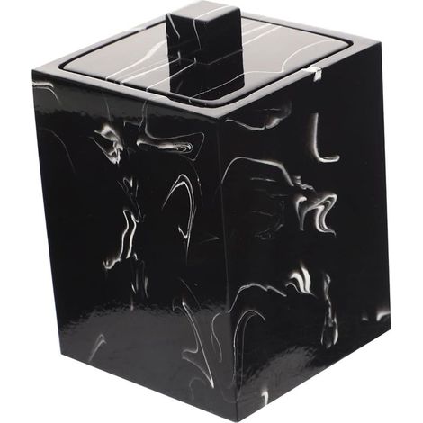 Boîte de Rangement Coton Tiges Compacte Motif Marbre Noir Organisateur Portable pour et Cure Dents Petite Boîte Pratique pour Salle de Bain et Voyage (1/4)
