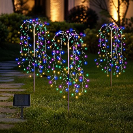 Guirlande Solaire Effet Feu d'Artifice IP65 Étanche, 8 Modes Lumineux, Cuivre Flexible pour Jardin Terrasse Décoration Extérieure (1/4)