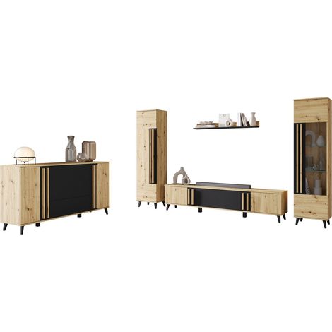 Conjunto de salón Facetor IV, Roble Artisan + Grafito