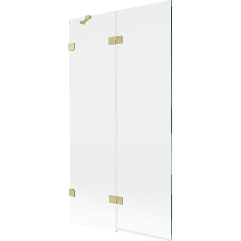 Mexen Lunar paroi de baignoire à 2 volets gauche 100 x 150 cm, transparent, doré brossé - 897-100-100-55-00-L (1/5)
