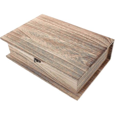 Boîte de rangement en bois avec couvercle à charnière, design en forme de livre, grande capacité pour bijoux et souvenirs (1/5)