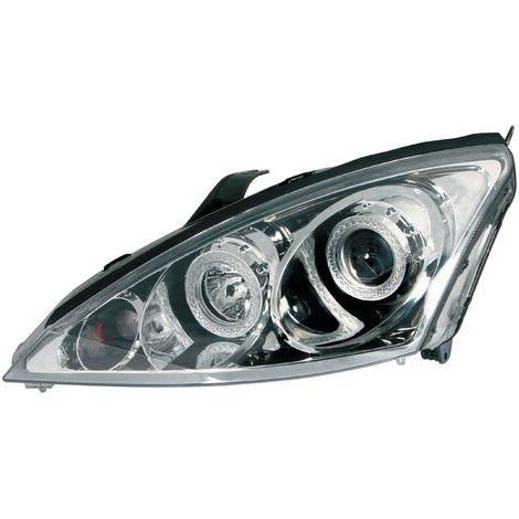 Coppia fanali anteriori Angel-Eyes - compatibile per  Ford Focus (10/00-12/04) - Cromo