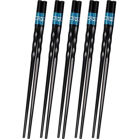 Baguettes créatives en alliage, simples et antidérapantes, style chinois/japonais, ensemble de 5 paires pour toute la famille (1/5)