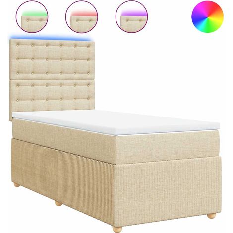 Maison Exclusive - Sommier à lattes de lit et matelas Crème 90x190 cm Tissu (1/5)