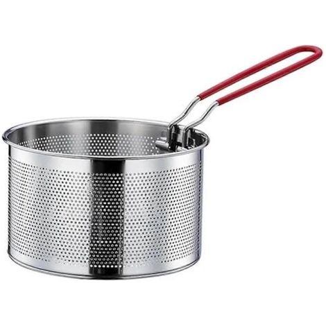 panier à pâtes en acier inoxydable, panier à friture à long manche, panier rond pour aliments (1/5)