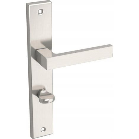 Poignée de porte WC QUBIK Satin 72 mm sur plaque longue (1/2)