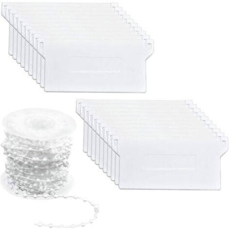 20 Pièces Poids de Store Vertical Lattes Inférieure 89 mm (3,5 Pouces) & 10m Plastique Chaînes Aveugles Verticales pour Kit de Réparation de Stores Verticaux Rideaux, Blanc