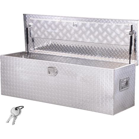 Boîte à Outils en Aluminium Coffre de Benne VEVOR 1244,6x381x381 mm Rangement Verrouillable pour Pick-up Remorque Camping-car Argent (1/5)