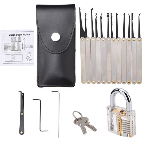 Kit de herramientas de cerrajería portátil y resistente de 19 piezas con bolsa de almacenamiento. (1/2)