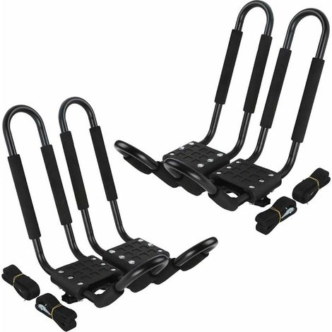 Support de transport kayak 2 pièces, barres de toit pour canoë, planche surf, ski, fixation voiture SUV, rack transversal robuste, porte-kayak universel. (1/5)