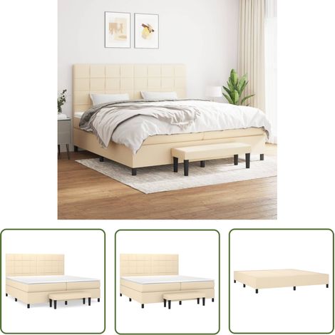 The Living Store Boxspringbett mit Matratze Creme 200x200 cm Stoff - Boxspringbett - Doppelbett - Cremefarbenes Bett - Bettsofa - Betten Günstig (1/5)