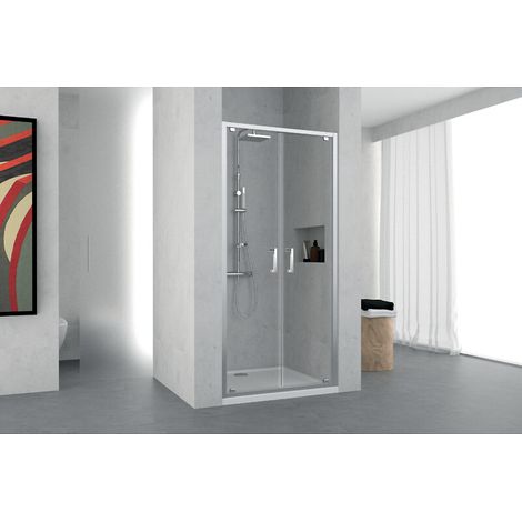 Porte de douche Ocean B (Ext. 78-84 cm) avec verre transparent et profilés silver - NOVELLINI DIFFUSION FRANCE