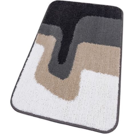 Tappeto Bagno Doccia Scendiletto Pelo Raso Morbido Assorbente Antiscivolo Lavabile Grigio - 50x80 Cm