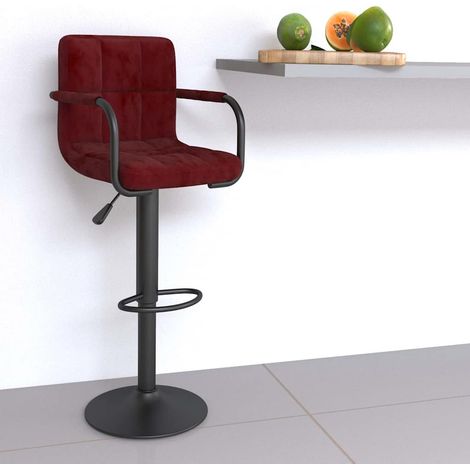 vidaXL Tabouret de bar Rouge bordeaux Velours (1/5)