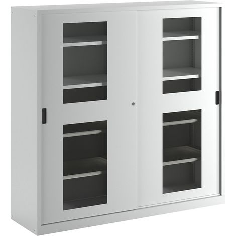 LISTA, Armoire à portes coulissantes vitrées, 4 tablettes, 4 (1/5)